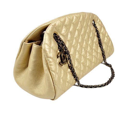 Chanel Gold Leather Just Mademoiselle Bowling Bag - Picture 4 of 11